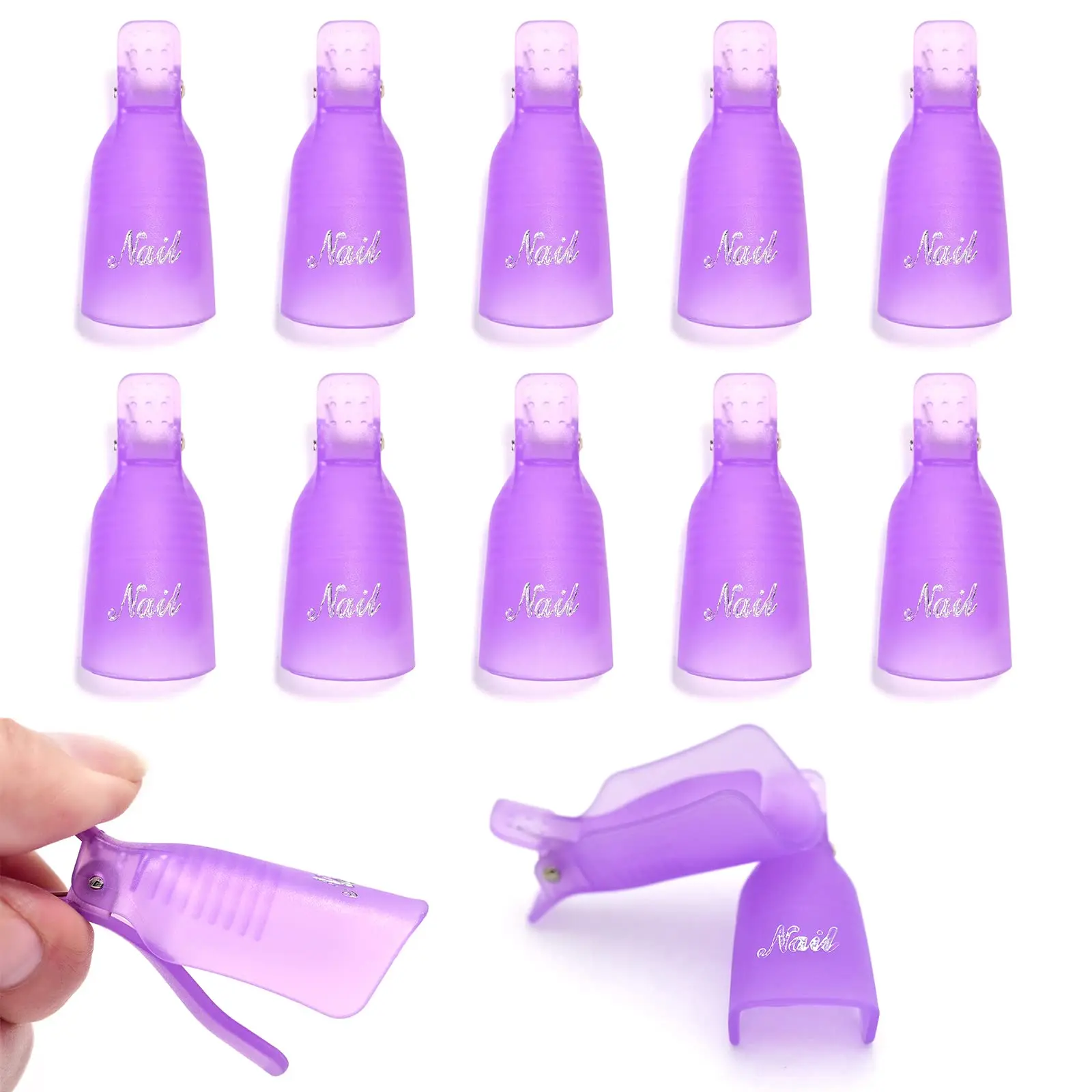 LINMANDA 10PC/1Set Plastic Acrylic Nail Art Soak Off Cap Clip UV Gel Polish Remover Wrap Tool for Nail Lovers or Nail Salons