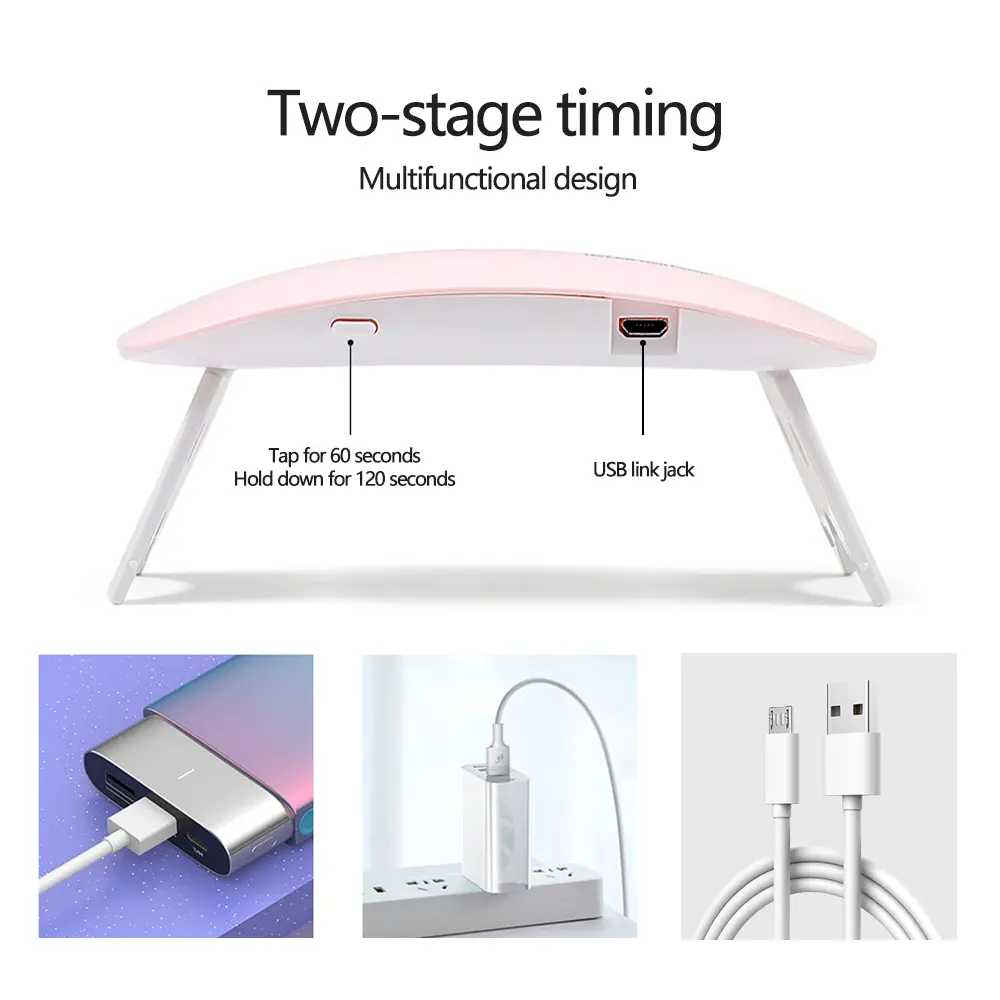 LINMANDA Mini Nail Dryer Lamp 6W LED UV Portable Nail Dryer Curing Lamp Light for Gel Based Polish with 45s/60s Timer Setting