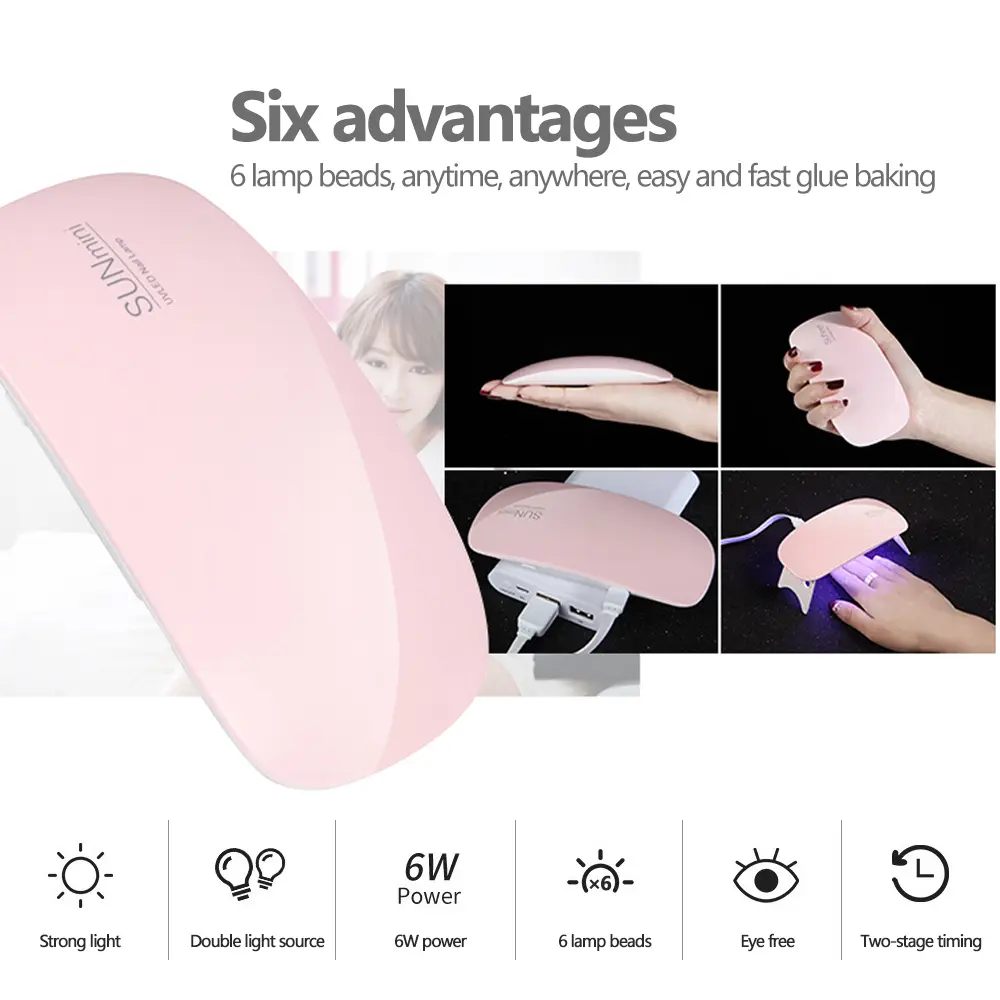 LINMANDA Mini Nail Dryer Lamp 6W LED UV Portable Nail Dryer Curing Lamp Light for Gel Based Polish with 45s/60s Timer Setting