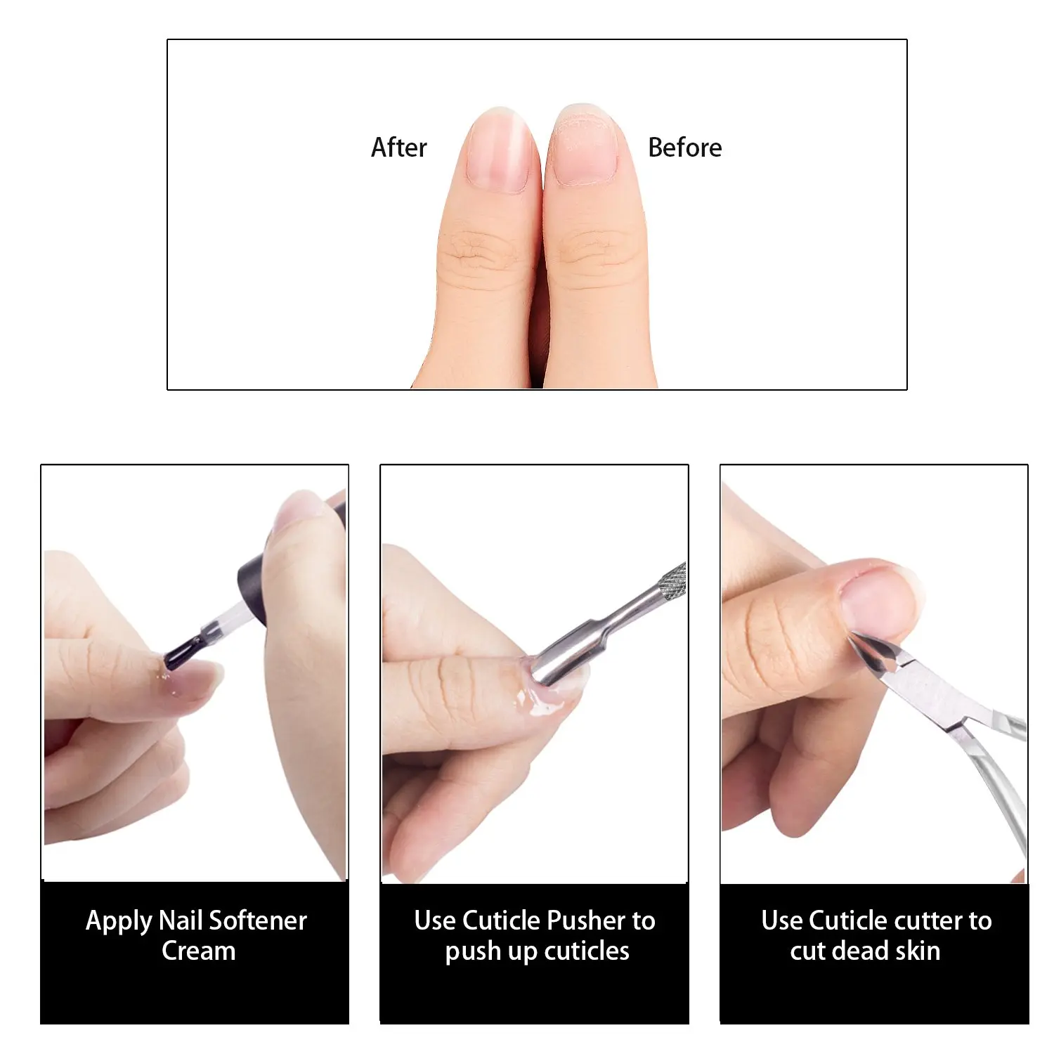 LINMANDA Cuticle Trimmer with Cuticle Pusher Nail Cuticle Nipper Professional Manicure Tools Stainless Steel Dual End Pusher