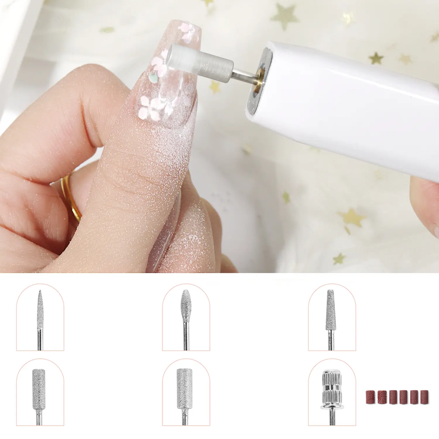 LINMANDA Electric Nail Drill for Acrylic Gel Dip Powder Nails Professional Nail Efile Kit with Nail Drill Bits&Sanding Bands
