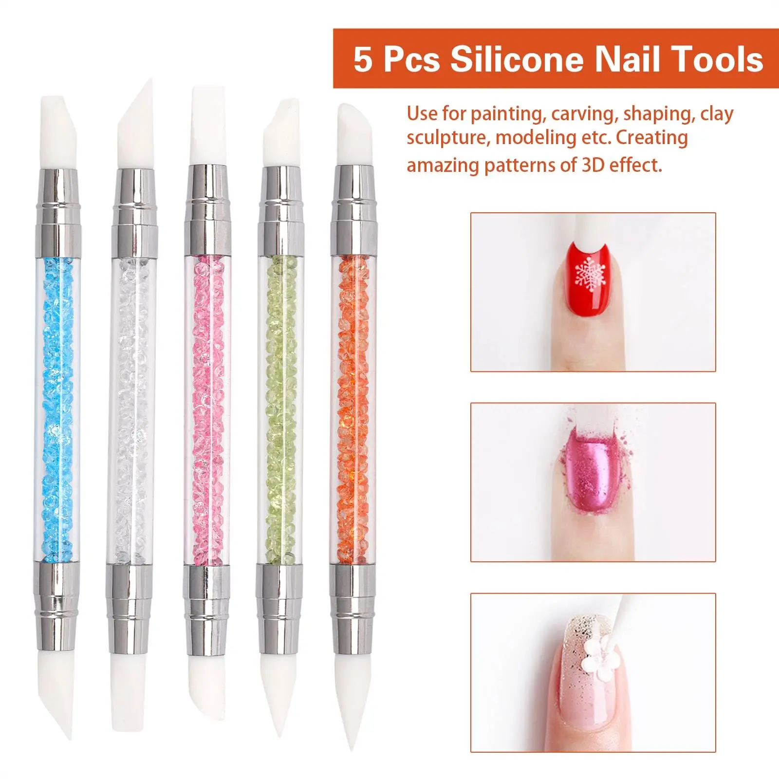 LINMANDA 5/36 Pcs Nail Art Design Brushes Nail Dotting Tools Fine Liner Brushes Double Painting Brushes Silicone Nail Art Tools