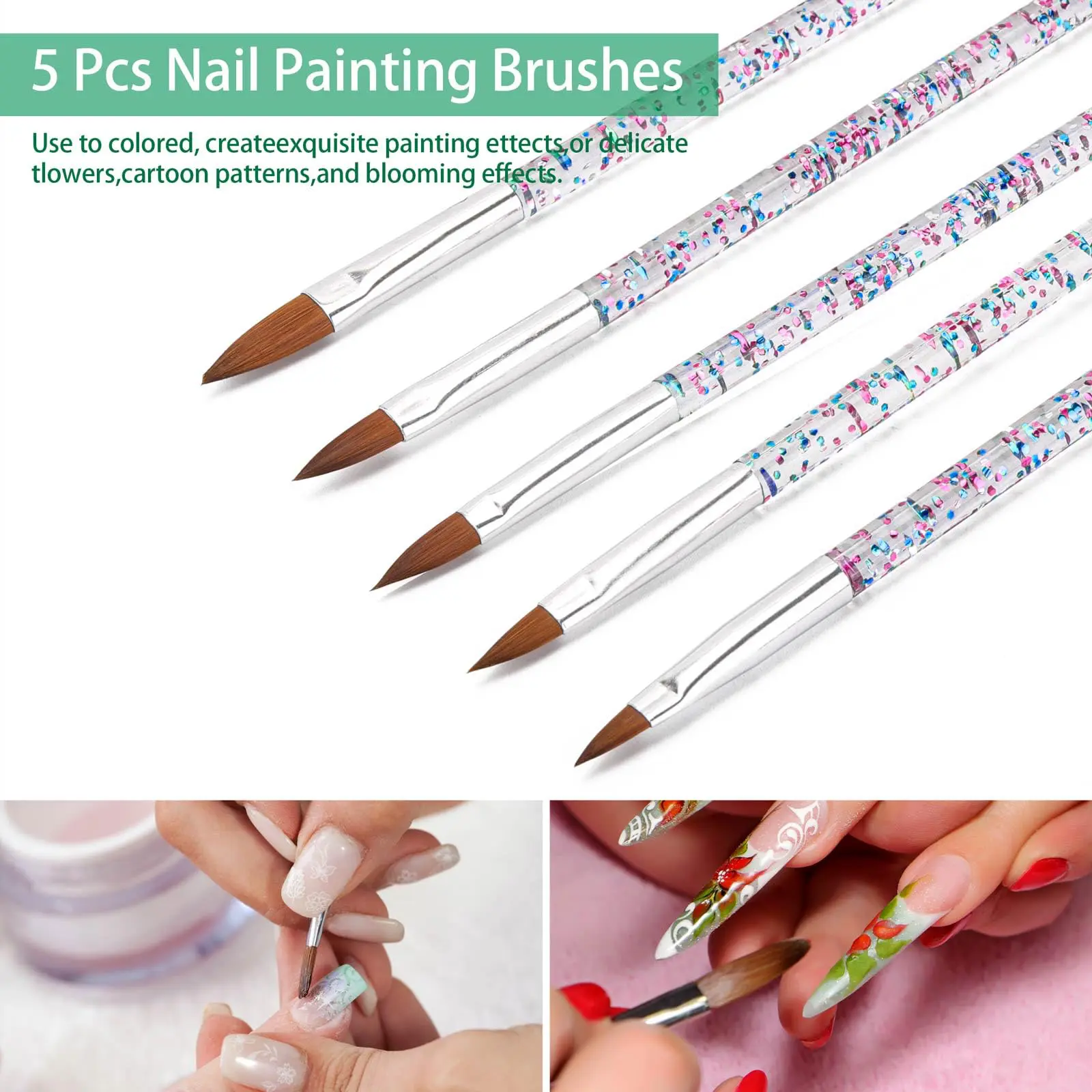 LINMANDA 5/36 Pcs Nail Art Design Brushes Nail Dotting Tools Fine Liner Brushes Double Painting Brushes Silicone Nail Art Tools