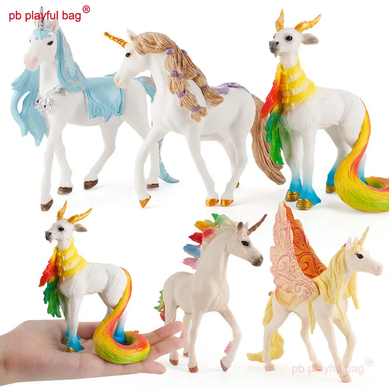 Cartoon Animal Horse Action Figure Elf Unicorn Pegasus Rainbow Animal Model Children's Toys Creative Desktop Decorations HG161