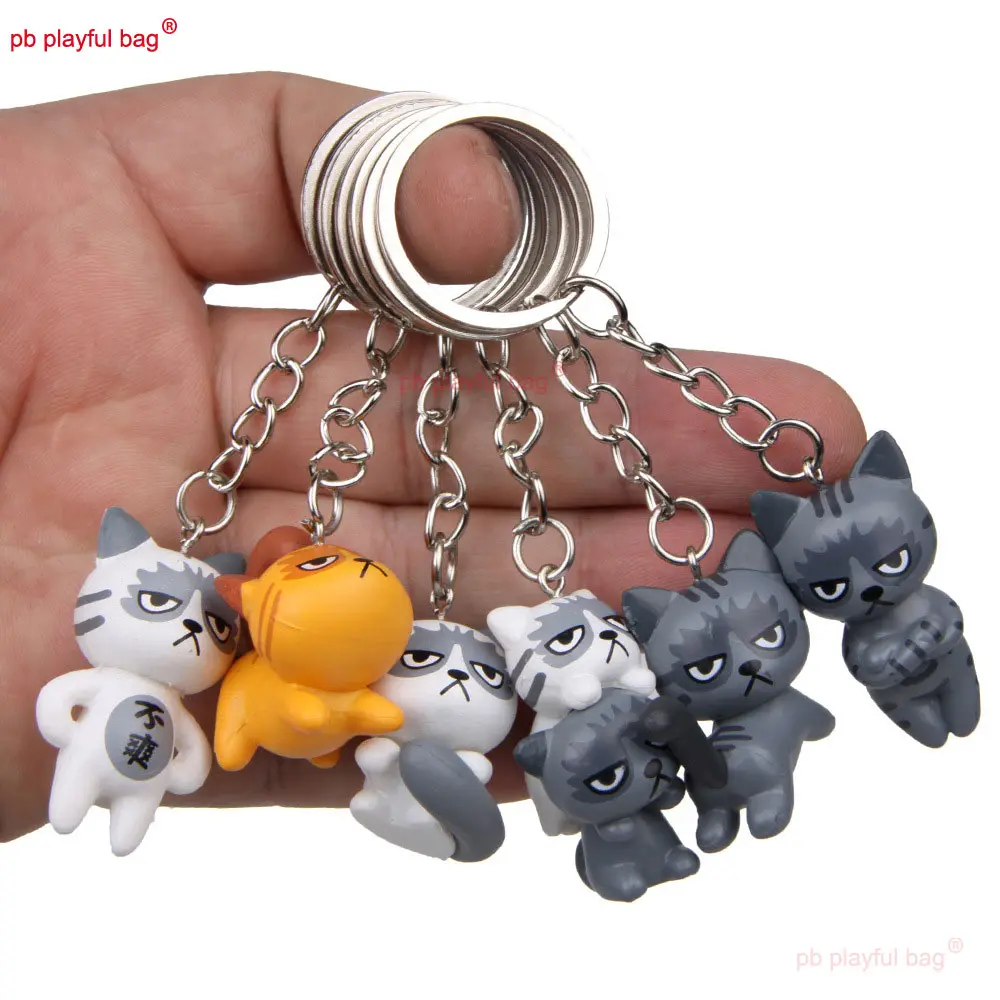 6PCS/Set Cartoon Cat Action Figure Animal Model Creative Keychain Backpack Pendant Children's Toys Desktop Ornament ZG346