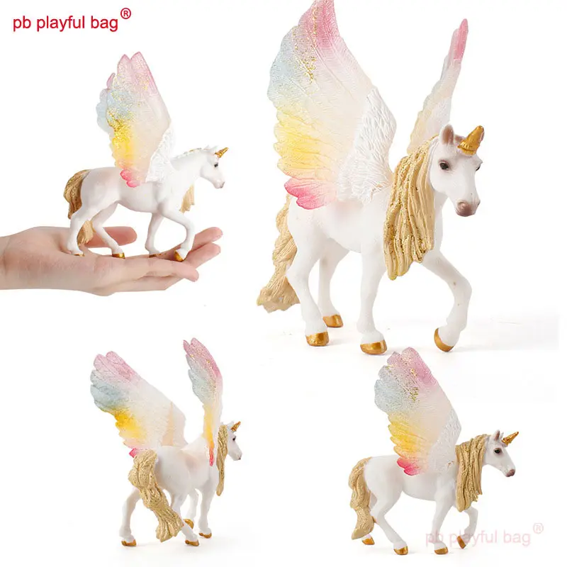 Cartoon Animal Horse Action Figure Elf Unicorn Pegasus Rainbow Animal Model Children's Toys Creative Desktop Decorations HG161
