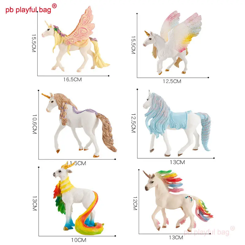 Cartoon Animal Horse Action Figure Elf Unicorn Pegasus Rainbow Animal Model Children's Toys Creative Desktop Decorations HG161
