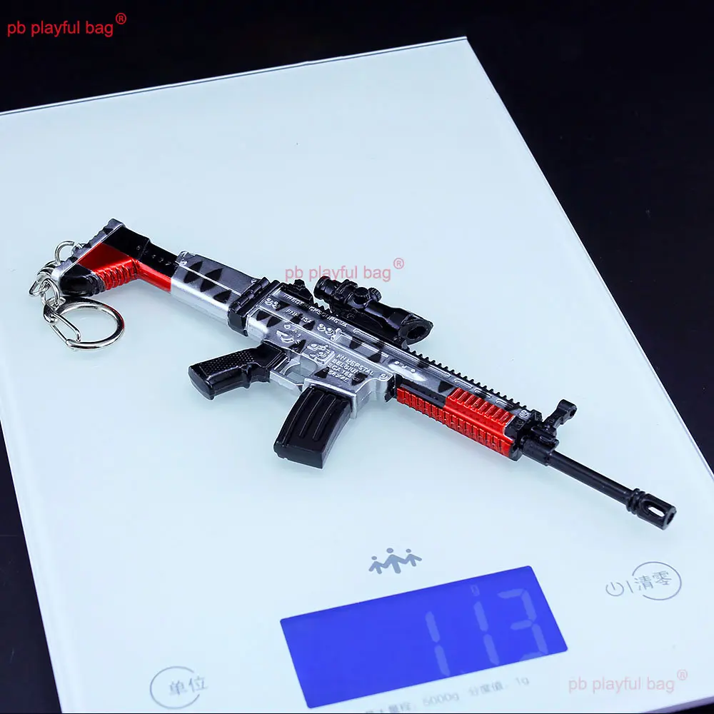 17cm Zinc Alloy SCAR-L Rifle Model Toy Gun Mini Metal Keychain Pendant Christmas Gift Kids Toy CS Game Decoration ZG369
