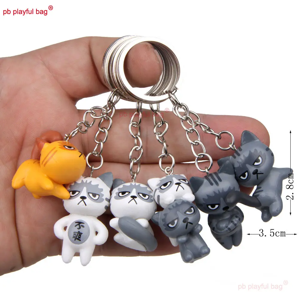 6PCS/Set Cartoon Cat Action Figure Animal Model Creative Keychain Backpack Pendant Children's Toys Desktop Ornament ZG346