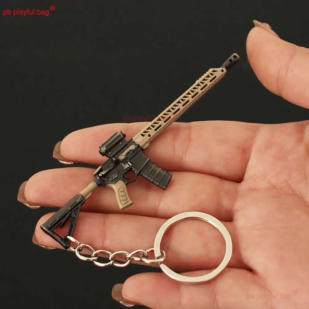 9cm Mini Gun Model Keychain Model MK107 Weapon Metal Decoration Pendant Car Key Chain CS Game Collection Toy Kids Gift ZG384