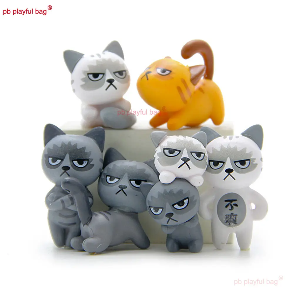 6PCS/Set Cartoon Cat Action Figure Animal Model Creative Keychain Backpack Pendant Children's Toys Desktop Ornament ZG346