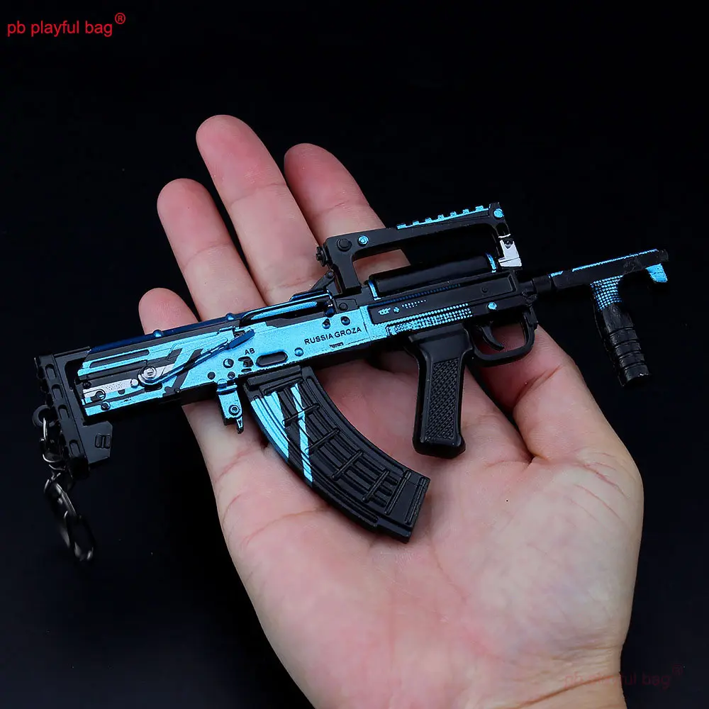 14.5cm Gaming Peripherals GROZA Rifle Mini Toy Gun Metal Weapons Figures Model Keychain Kids Toys Adult CS Decoration ZG309