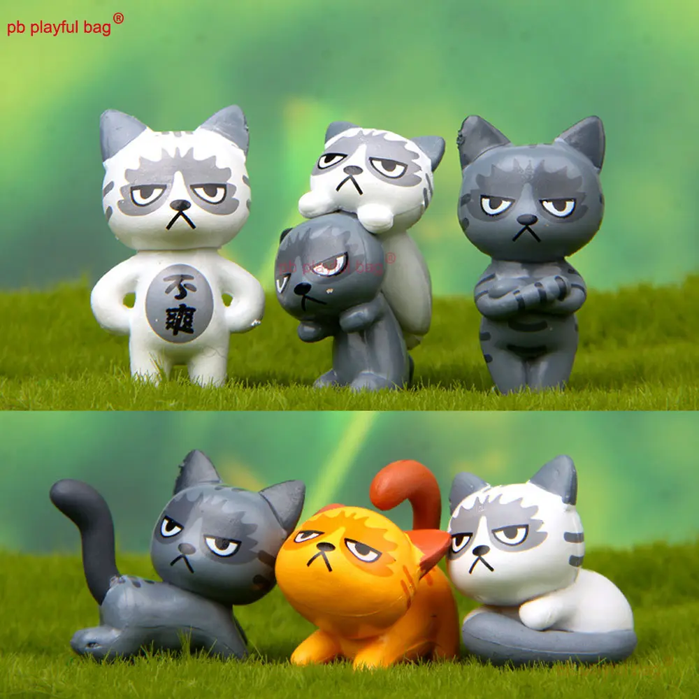 6PCS/Set Cartoon Cat Action Figure Animal Model Creative Keychain Backpack Pendant Children's Toys Desktop Ornament ZG346