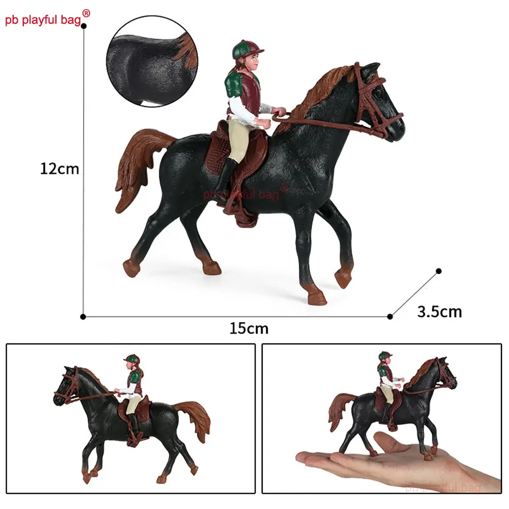 Children's Toys Hollow Horse Racing Simulated Animal Horse Model Decorative Ornament Jockey Action Figure Christmas Gifts HG347
