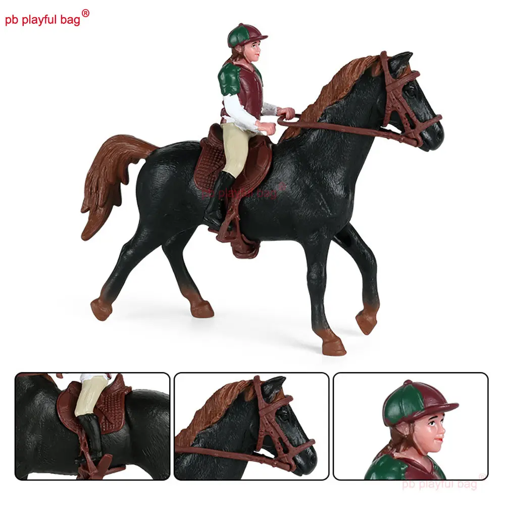 Children's Toys Hollow Horse Racing Simulated Animal Horse Model Decorative Ornament Jockey Action Figure Christmas Gifts HG347