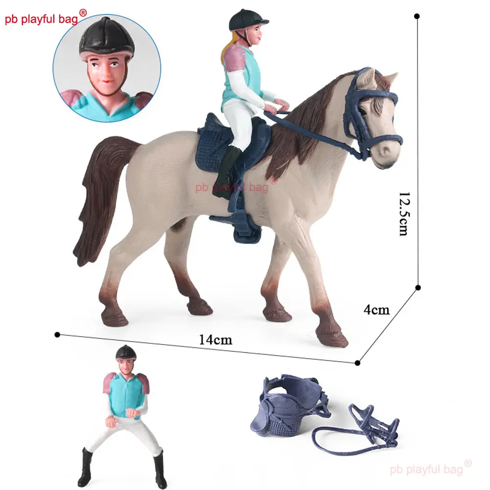 Children's Toys Hollow Horse Racing Simulated Animal Horse Model Decorative Ornament Jockey Action Figure Christmas Gifts HG347