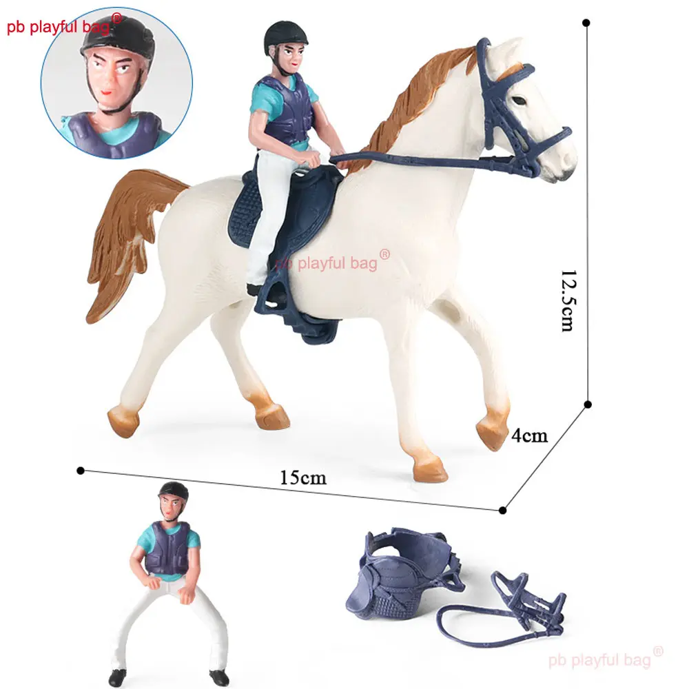 Children's Toys Hollow Horse Racing Simulated Animal Horse Model Decorative Ornament Jockey Action Figure Christmas Gifts HG347