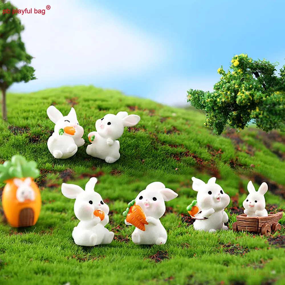 Micro Landscape Gardening Decorations Cute Cartoon Carrot Rabbit Animal Figurines Accessories Crafts Toy Kids Gift ZG301