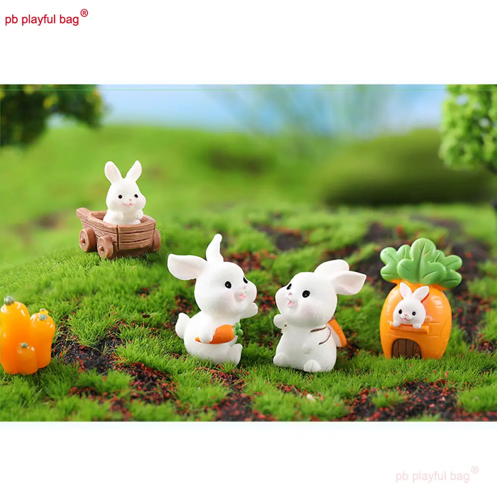 Micro Landscape Gardening Decorations Cute Cartoon Carrot Rabbit Animal Figurines Accessories Crafts Toy Kids Gift ZG301
