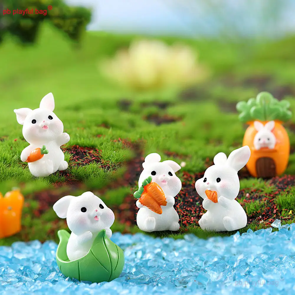 Micro Landscape Gardening Decorations Cute Cartoon Carrot Rabbit Animal Figurines Accessories Crafts Toy Kids Gift ZG301