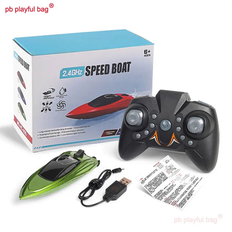PB Playful Bag 2.4GHz Mini Speed High Speed LED Lights Electric Remote Control Ship Racing Rowing Model Kids Toys Gift VG51