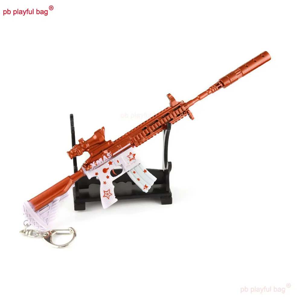 21cm Mini Alloy Toy Gun M416 Metal Keychain CS Game Equipment Model Pan Helmet Figures Adult Collection Gift Pendant Toys ZG247