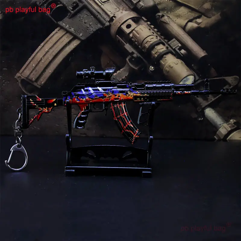 18CM Weapon Model Figures M762 Metal Toy Gun CS Game Peripheral Keychain Accessories Adult Collection Toy Kid Gift HG294