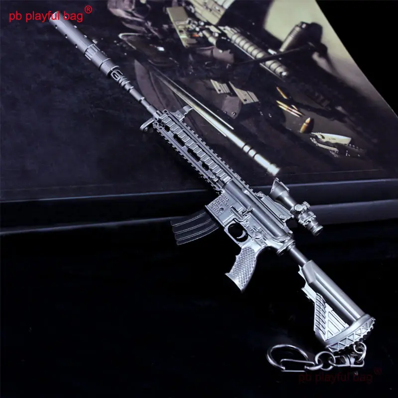 20cm CS Game Tactical Equipment Model HK416 M416 Zinc Alloy Toy Gun Metal Keychain kids Christmas Gifts Mini Decoration HG288