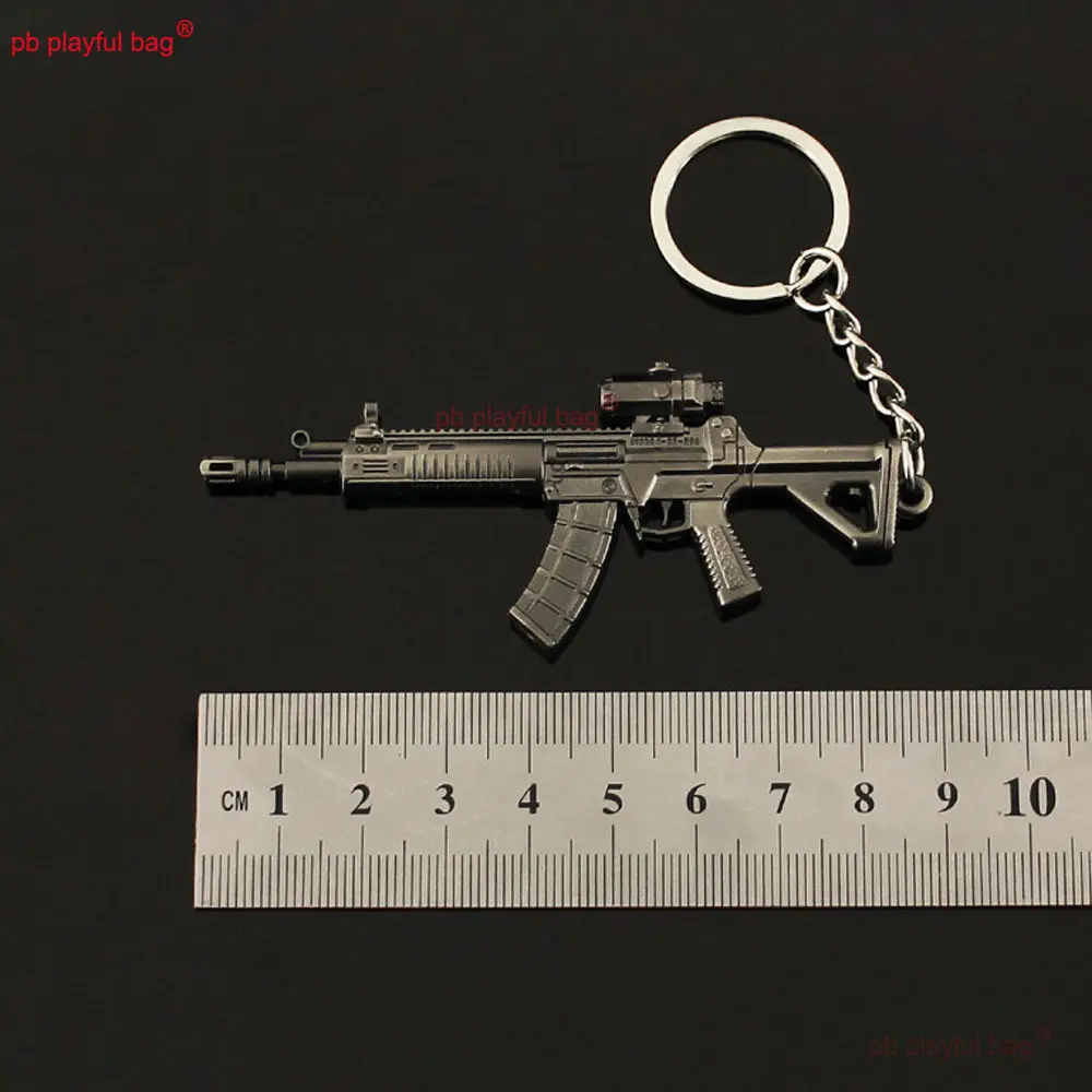9cm Mini QBZ191 Rifle Toy Model Alloy Keychain Pendant Jewelry Metal Toy Gun Weapon Model Action Figure CS Game Equipment ZG326