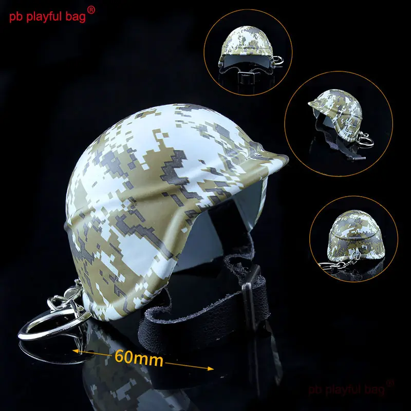 6cm Mini Level 2 Camouflage Helmet Alloy Model CS Game Tactical Equipment Decorative Collect Keychain Children's Gifts HG297