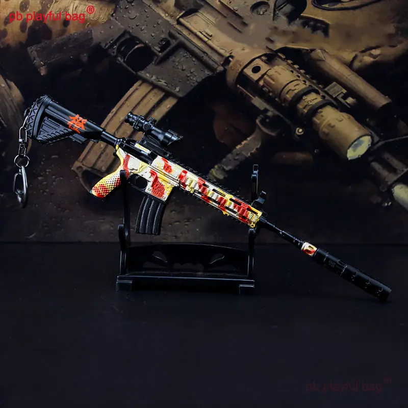 20cm CS Game Tactical Equipment Model HK416 M416 Zinc Alloy Toy Gun Metal Keychain kids Christmas Gifts Mini Decoration HG288
