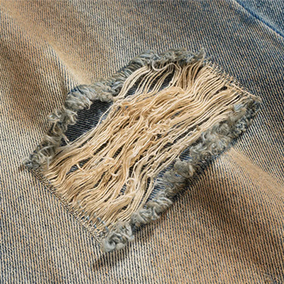 Luxury Designer Jeans Men's Vintage Distressed Ripped Blue Denim Pants Hi Street Baggy Jeans Trousers for Male