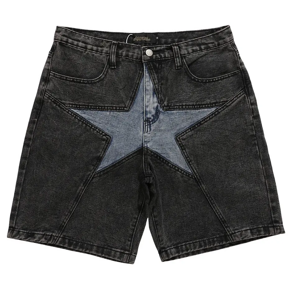 Streetwear Harajuku Denim Shorts 2025 New Men Patchwork Oversized Hip Hop Blue Jeans Shorts Summer Casual Loose Shorts