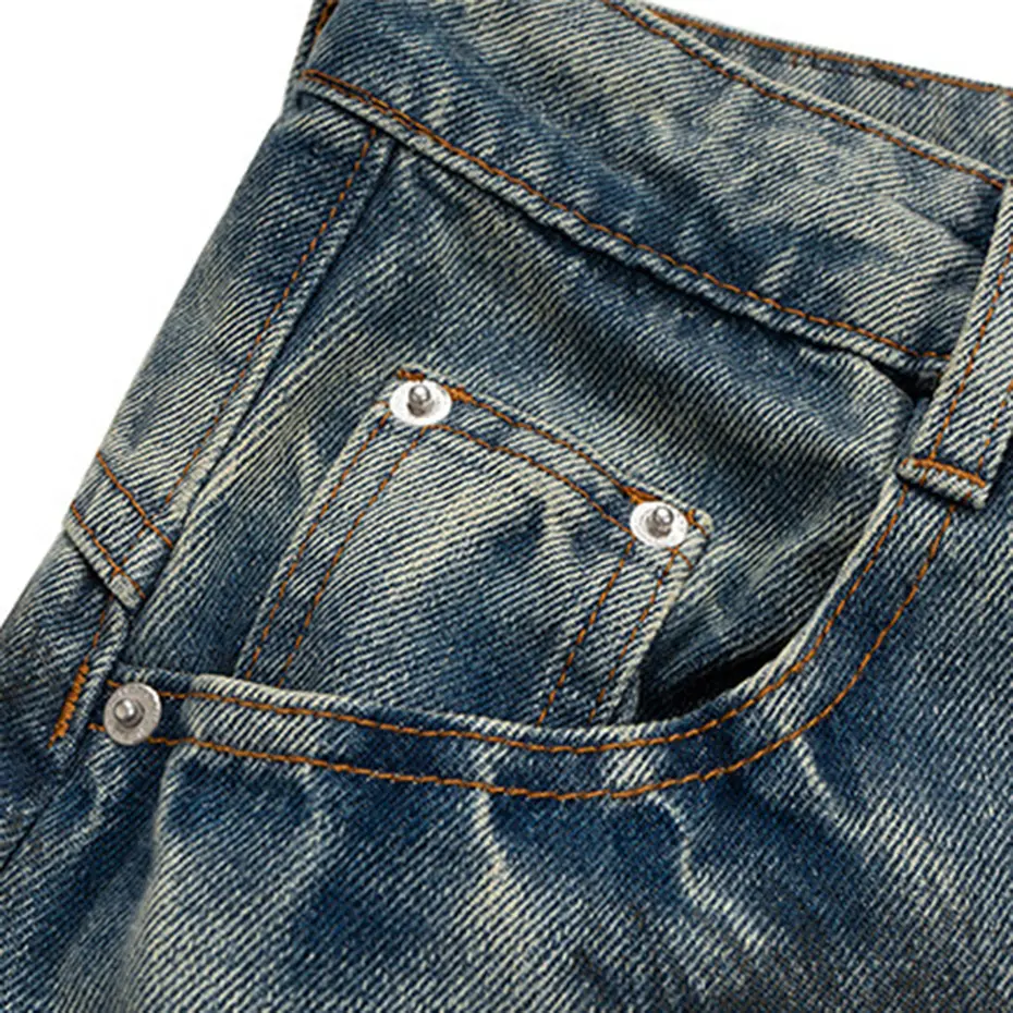 Men's Vintag Baggy Jeans Ripped Loose Straight Denim Pants Streetwear Harajuku Hip Hop Jeans for Male