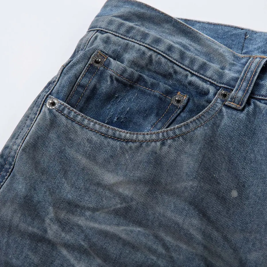 Vintage Ripped Jeans Men's Streetwear Harajuku Hip Hop Jeans Loose Casual Straight Denim Pants