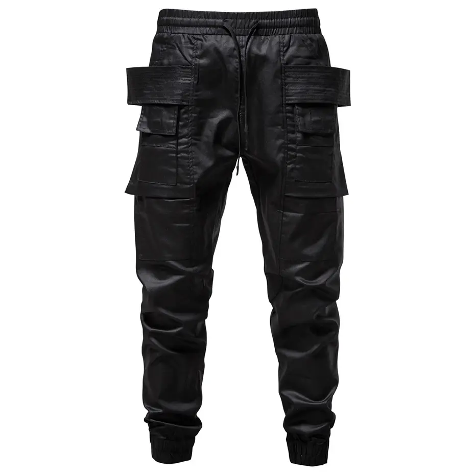 Punk Pants Multi Pockets Cargo Pants Joggers Men Black Techwear Harajuku Hip Hop Streetwear Trousers