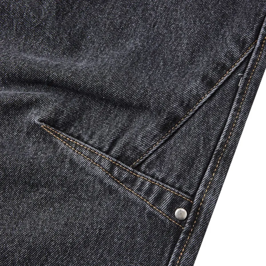 Men Hi Street Baggy Jeans Pleated Loose Straight Denim Pants Streetwear Harajuku Hip Hop Jeans for Male