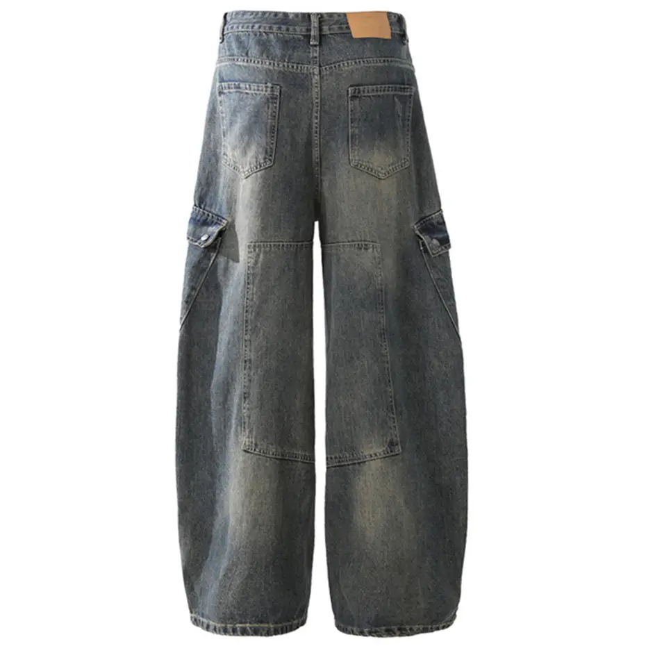 Side Pocket Vintage Baggy Jeans Streetwear Harajuku Hip Hop Jeans Unisex Retro Loose Straight Denim Pants