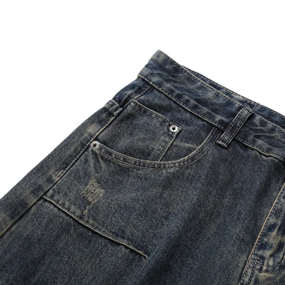 Side Pocket Vintage Baggy Jeans Streetwear Harajuku Hip Hop Jeans Unisex Retro Loose Straight Denim Pants