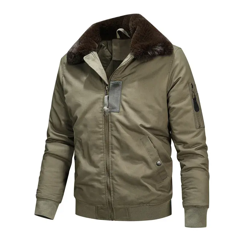 New Winter Men Bomber Jackets Fleece Warm Coats Male Fur Collar Down Jackets Parkas Quality Male Cotton Winter Jackets Clothing