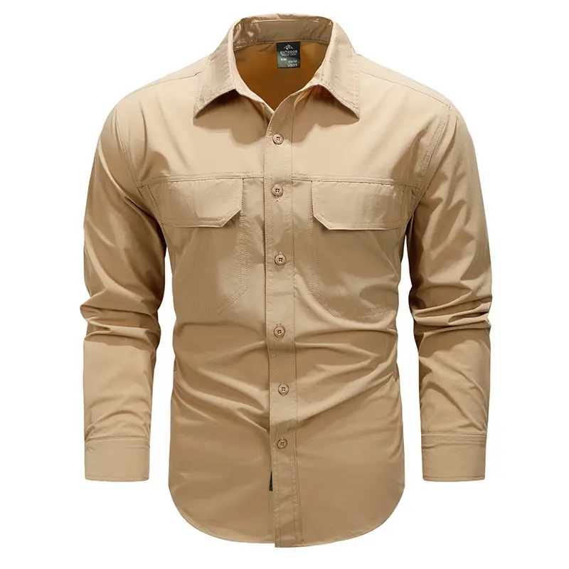 Men Outdoor Elastic Quick Drying Cargo Tooling Shirts Spring Male Long sleeves Thin Breathable Comfortable Waterproof Shirts 4XL