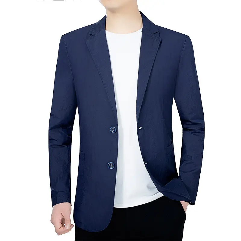 New Summer Man Ice Silk Breathable Sunscreen Blazers Jackets Business Casual Suits Coats Male Slim Elastic Thin Blazers Jackets