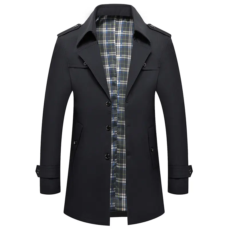 New Spring Autumn Men Business Casual Trench Coats Long Jackets Good Quality Male Tailored Collar Loose Trench Jackets Size 4XL