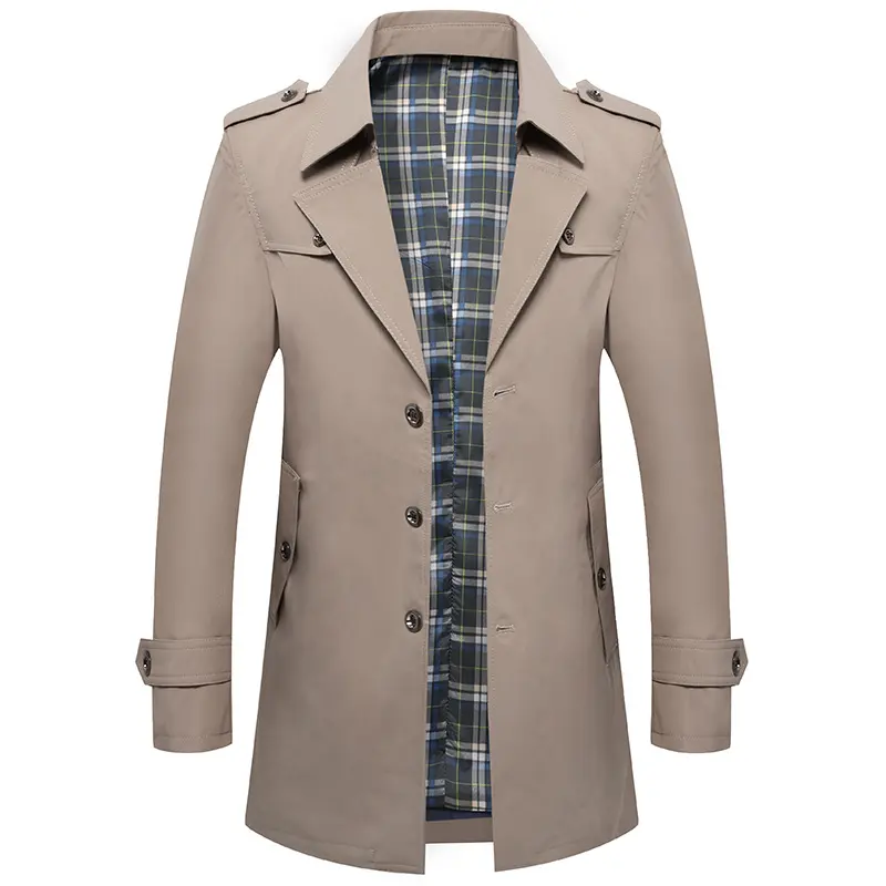 New Spring Autumn Men Business Casual Trench Coats Long Jackets Good Quality Male Tailored Collar Loose Trench Jackets Size 4XL
