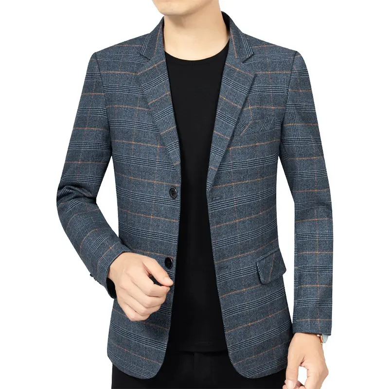 New Spring Men Plaid Blazers Jackets Business Casual Suits Coats High Quality Male Slim Blazers Jackets Striped Blazers Coats 4X