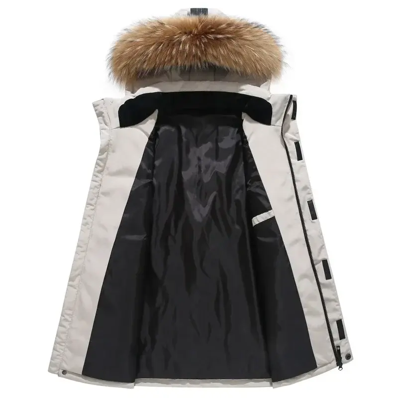 Men Hooded Down Coats Fur Collar Puffer Jackets Winter Casual Duck Down Coats Quality Male Outdoor Windproof Winter Warm Parkas