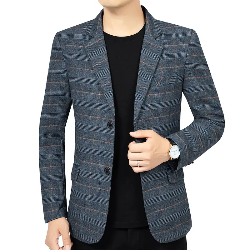 New Spring Men Plaid Blazers Jackets Business Casual Suits Coats High Quality Male Slim Blazers Jackets Striped Blazers Coats 4X