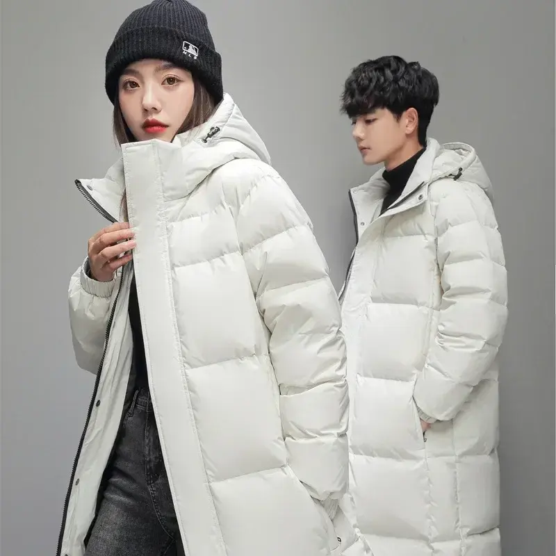 New Winter Men Long Puffer Jackets Hooded Duck Down Coats Unisex Casual Down Jackets Couples Outdoor Windproof Warm Jackets 3XL