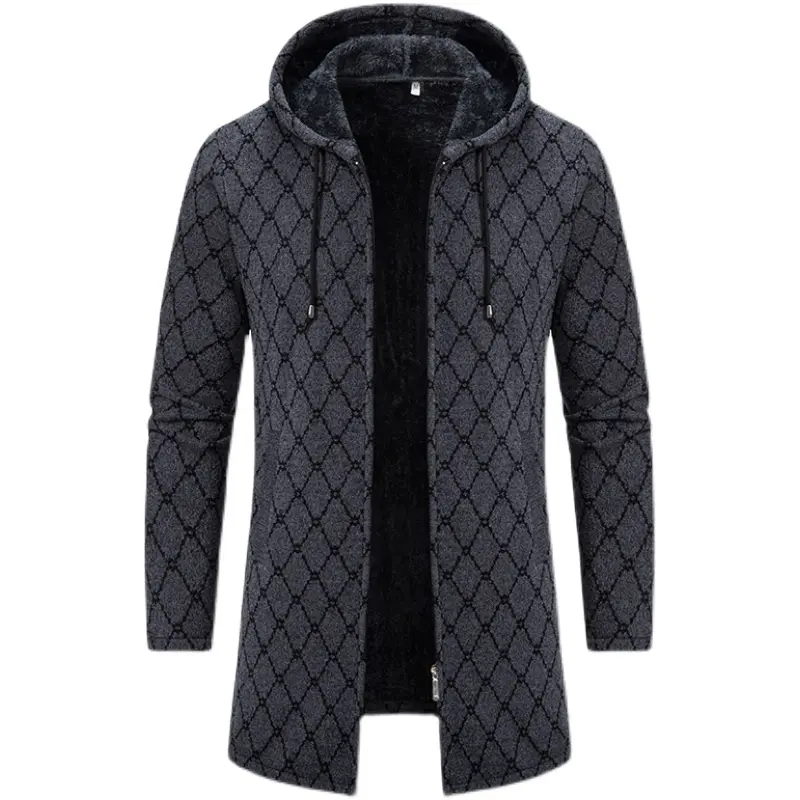 Men Winter Hooded Long Cardigans Sweatercoats Fleece Warm Cardigans Sweaters New Fashion Male Outwear Slim Casual Sweaters 3XL