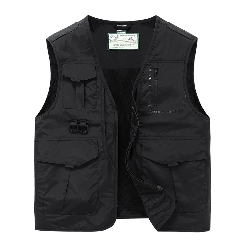 Men Outdoor Multi Pockets Photography Sleeveless Jacket Cargo Vests New Summer Thin Mesh Breathable Waistcoats Male Casual Vests